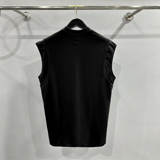 PFNW High Quality Cotton Men's Tank Top Black White Casual Loose O-neck Sleeveless T-shirt Double Shoulder Design Tee 28W6784