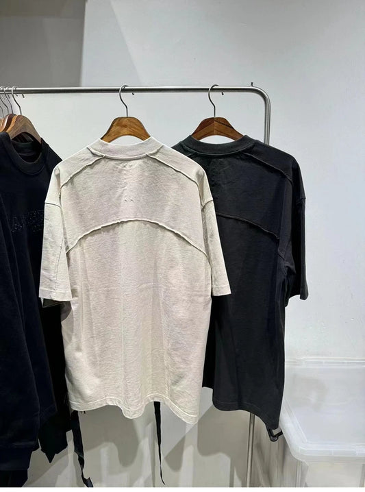 Summer Top New RO deconstruction Splicing Solid Color Cut T-shirt Men Women High Quality Loose Short Sleeve T Shirt Cotton Tees