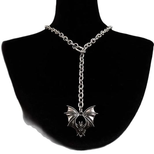 Punk stud necklace, Gothic jewelry, bat, exaggeration, hippie, Y2k, nightclub, O-ring, design sense, Trendy,Choker For Women Man