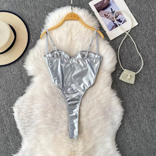 Chic Off Shoulder PU split basics Camis Fashion Fairy Tank Top Women Summer Crop Top Bodysuits Hotsweet Streetwear