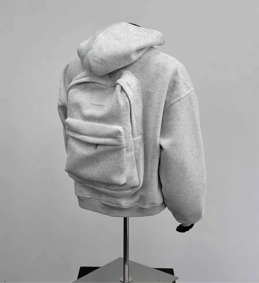 Casual Hooded Zipper Versatile Tee-dimensional Sweater Coat Elastic Loose Fit